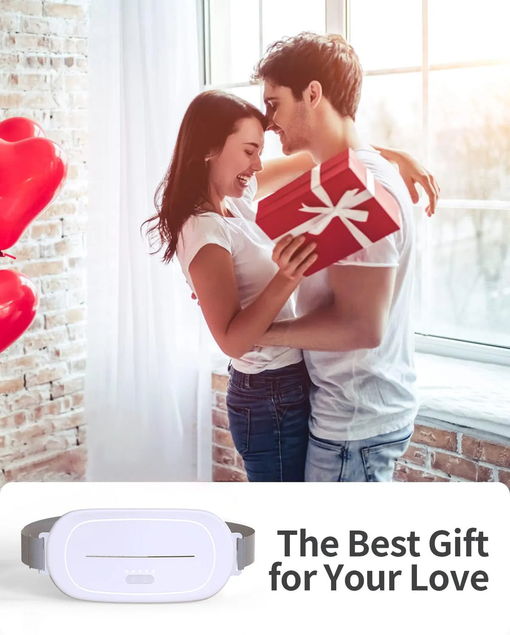 White rechargeable uterine warming device with remote control for postpartum and menstrual pain relief.