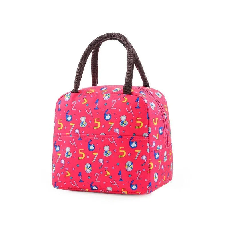 Cold insulation thermal bag handbag in Oxford cloth with aluminium foil thickening for lunch preservation.