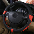 Green leather steering wheel cover for sedan, 38cm diameter, all seasons, XF674 model