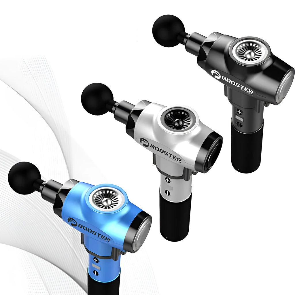Black and white muscle relaxation massager with lithium battery and adjustable speed display