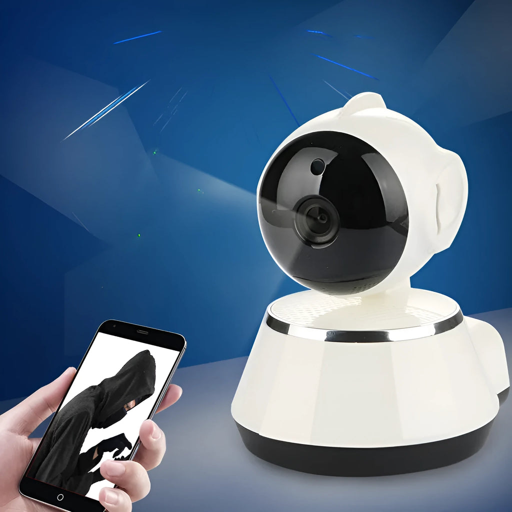 WiFi network surveillance camera with compact 95x130x135mm dimensions and low power consumption