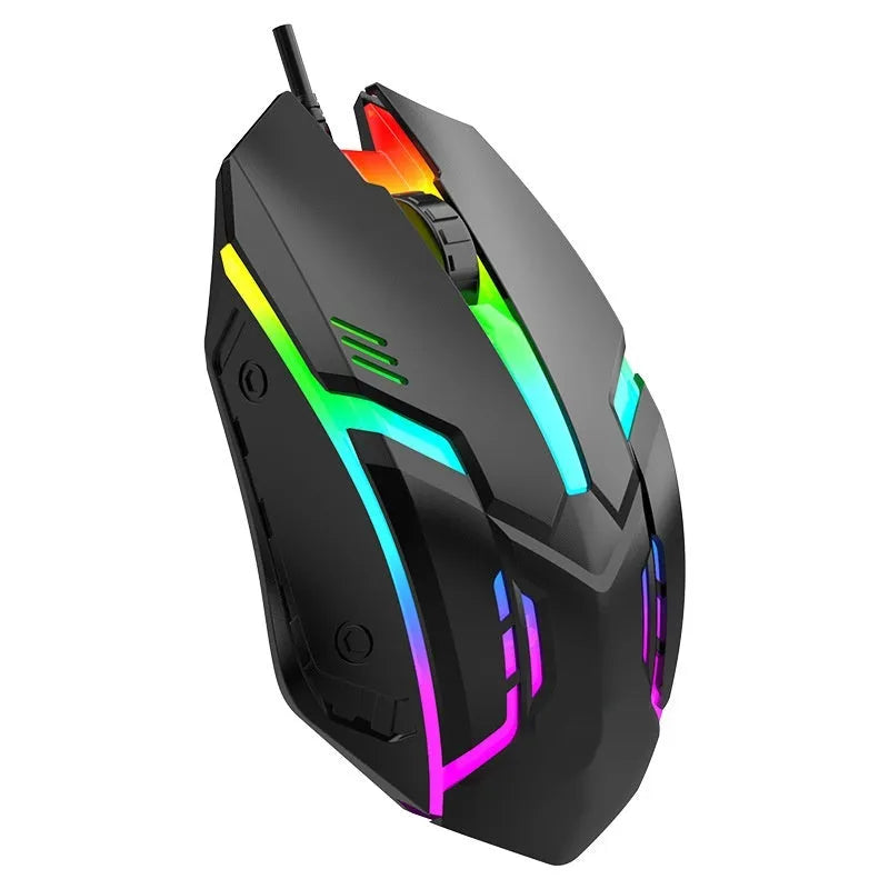 E-sports weighted wired mouse USB laptop game large mouse in black plastic with cable
