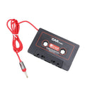 Black car cassette adapter with 3.5mm jack plug for connecting MP3 players to tape decks