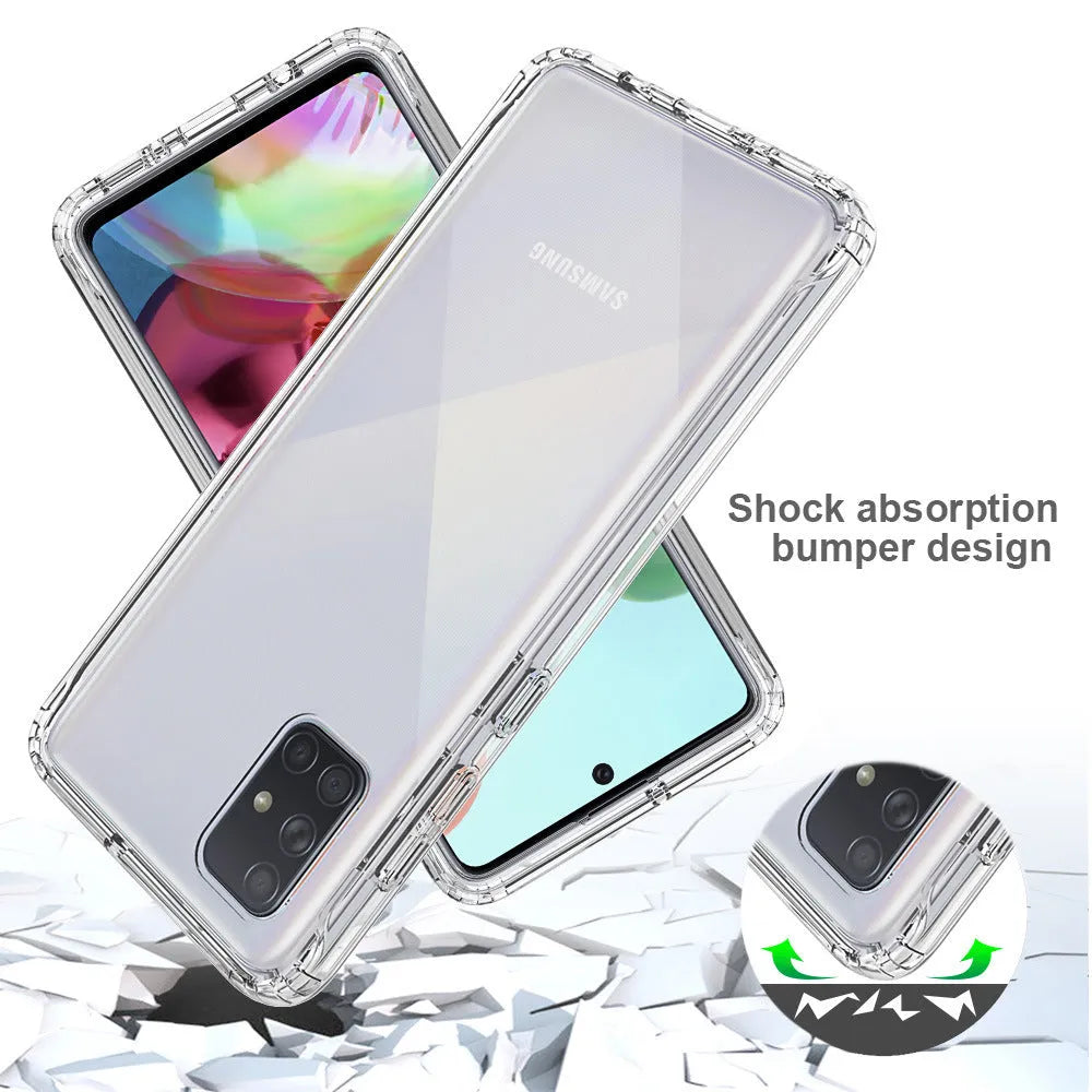 Transparent anti-drop phone case for Samsung Galaxy devices showing clear construction