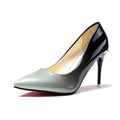 Gradient high heels with pointed toe, leather stitching, rubber sole and leather lining, in grey or red