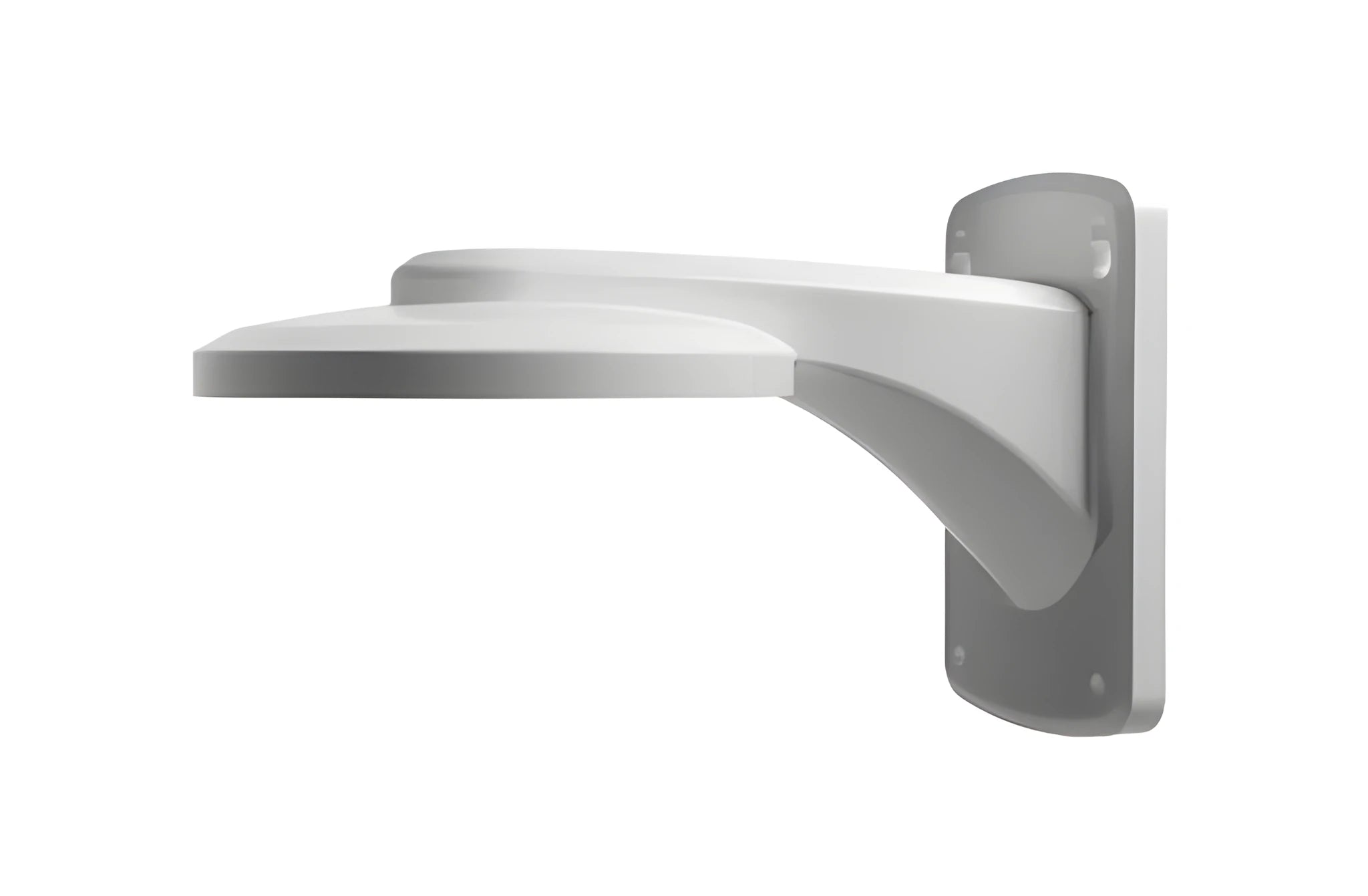 White dome camera wall mount bracket made from aluminium alloy and ABS on white background