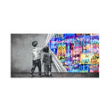 Frameless children's graffiti canvas print in modern abstract style, available in sizes 20x40cm to 70x140cm
