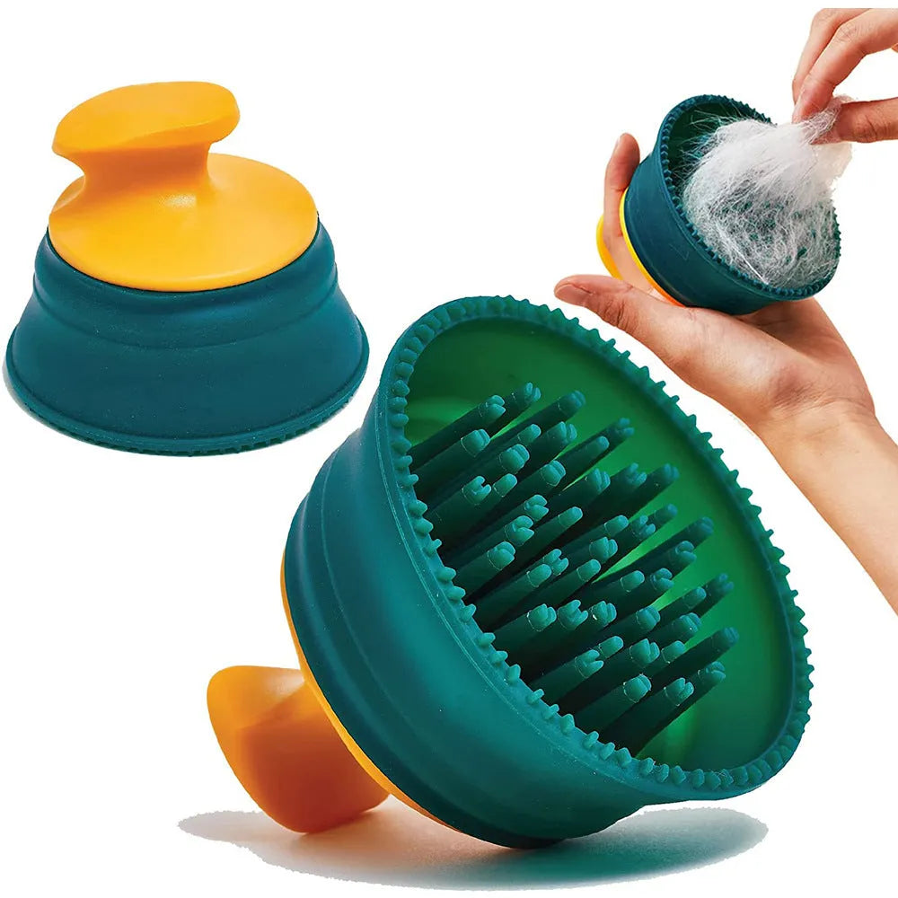 Green double-sided knotted silicone pet hair remover brush 8x9.5cm with multiple bumps for massage effect