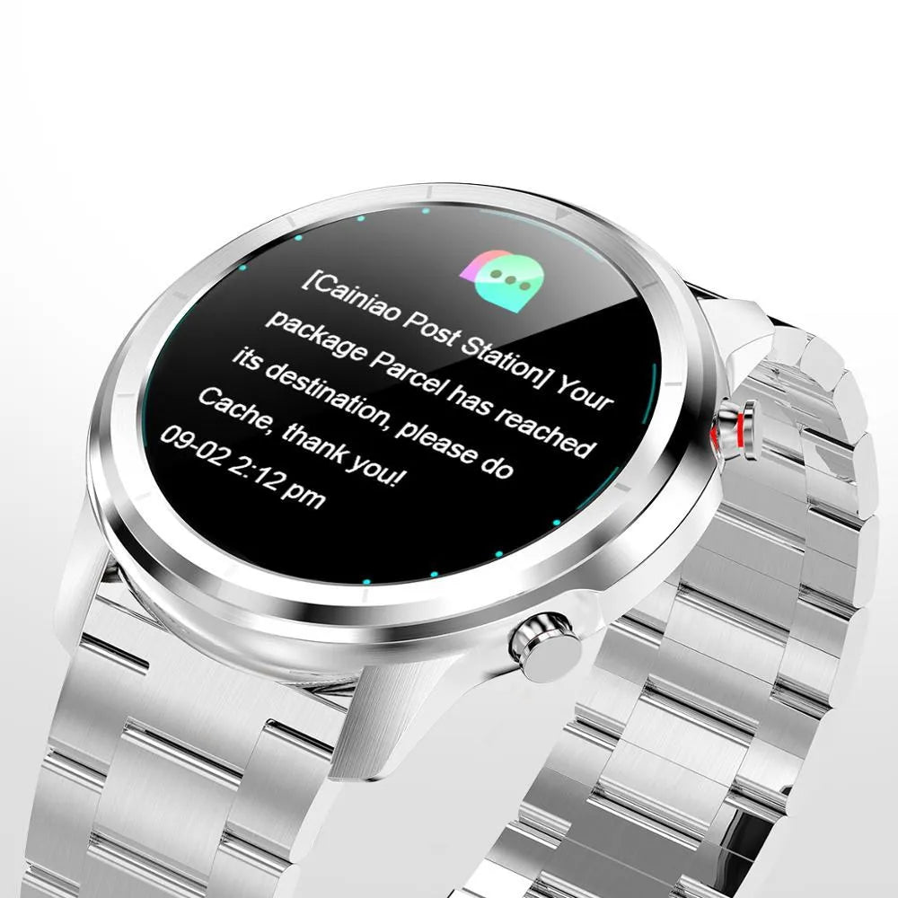 LEMFO LF26 smart bracelet with 1.3 inch screen showing touch and button controls in black colour