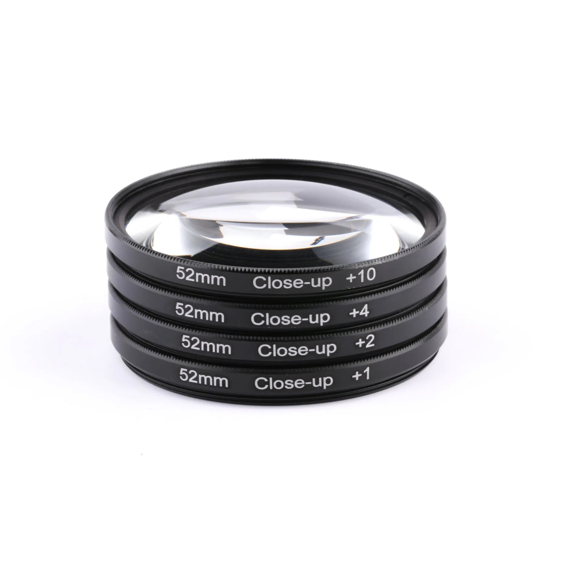 Close-up lenses four-piece set for SLR cameras with nylon bag, various sizes 40.5mm to 82mm
