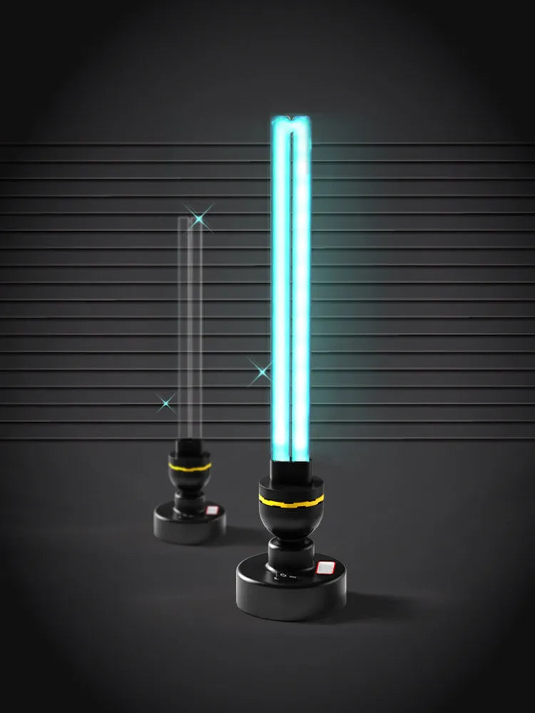 UV disinfection lamp with E27 base, 31-40W 220V, shown with ozone lamp and delay timing base option