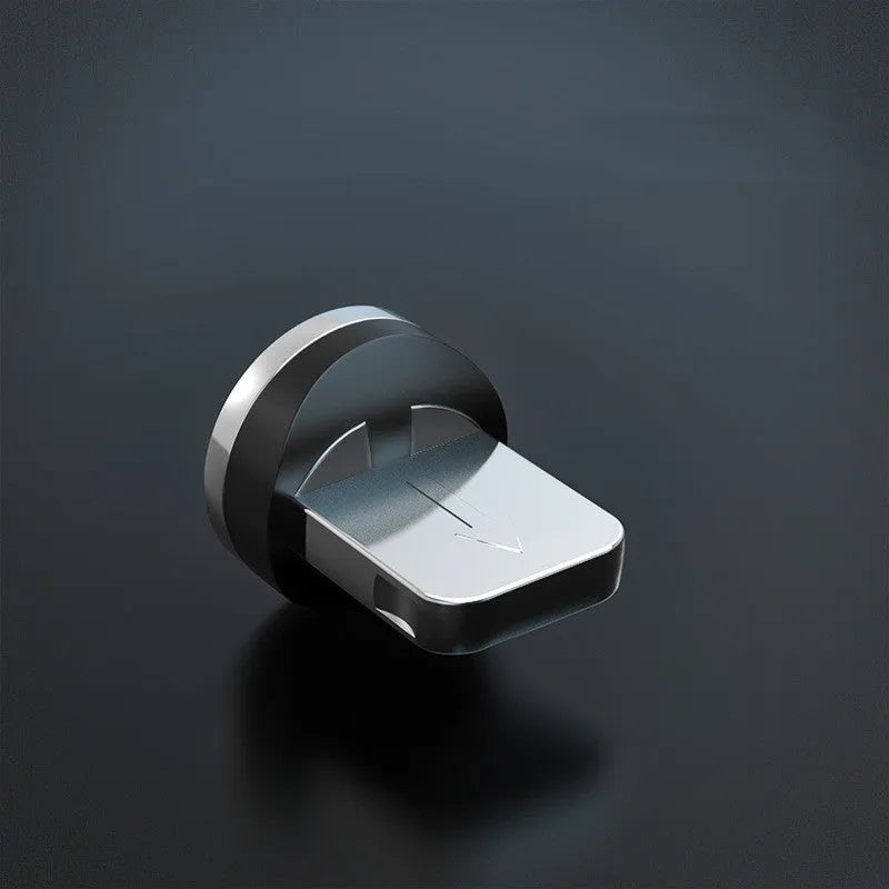 Breathing light magnetic charging cable with LED indicator, showing magnetic tips for iPhone and Android phones.
