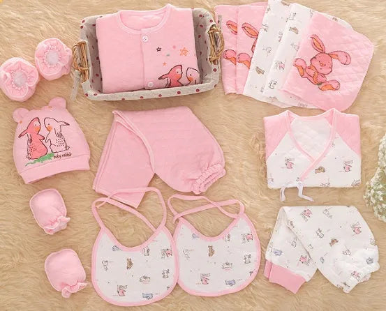 Padded baby clothes multi-piece set in Radish Rabbit A Pink colour for newborns