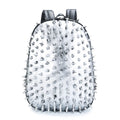 Black punk style women's backpack with air cushion straps and a zippered opening.