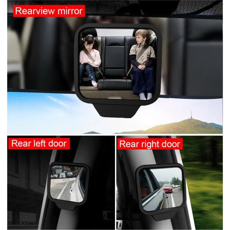 Clip-on rear view mirror 7x6x1cm plastic glass mirror for car interior