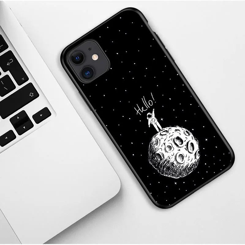 Astronaut starry sky TPU phone case with painted geometric design for iPhone models
