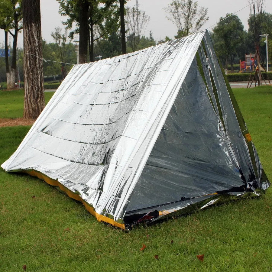First Aid Tent emergency shelter with silver reflective PET aluminium film, 2.4m length