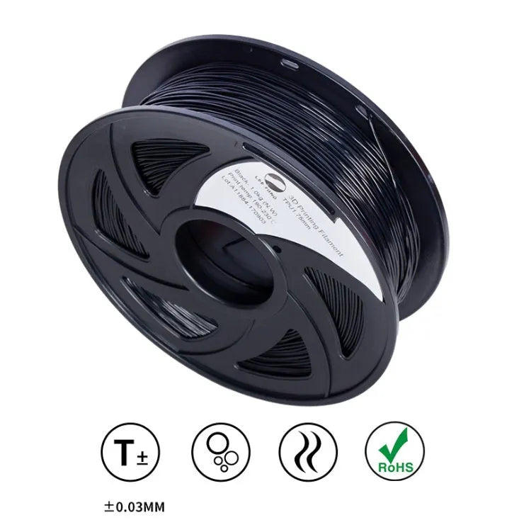 Spoool of black TPU filament for 3D printing pens flexible rapid prototyping