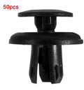 Black plastic automotive rivet fasteners with 8mm hole, pack of 50, model YT1119