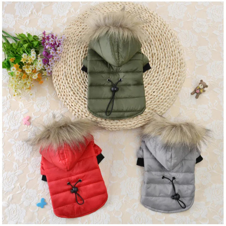 Cotton pet down jacket in assorted colours, antibacterial and anti-mite, sizes XS to XXL for dogs