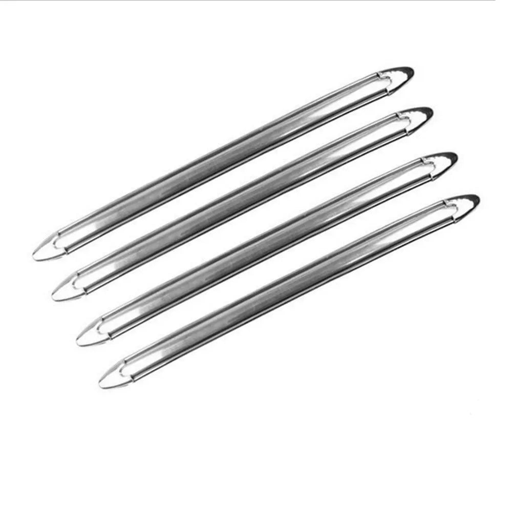 Set of 4 silver electroplated car anti-collision bumper strips each 41cm long with black adhesive backing