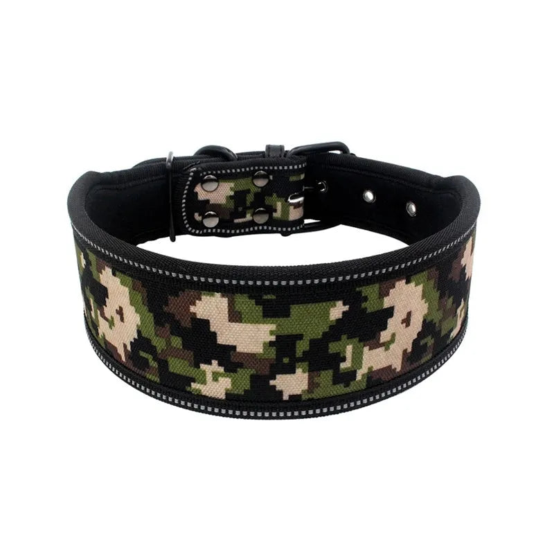 Cloth dog collar in Army Green colour on white background, three sizes available S M L
