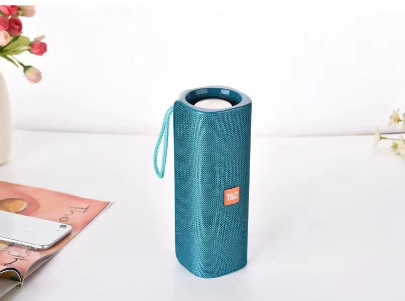 Cloth-covered wireless Bluetooth speaker with USB port and remote control
