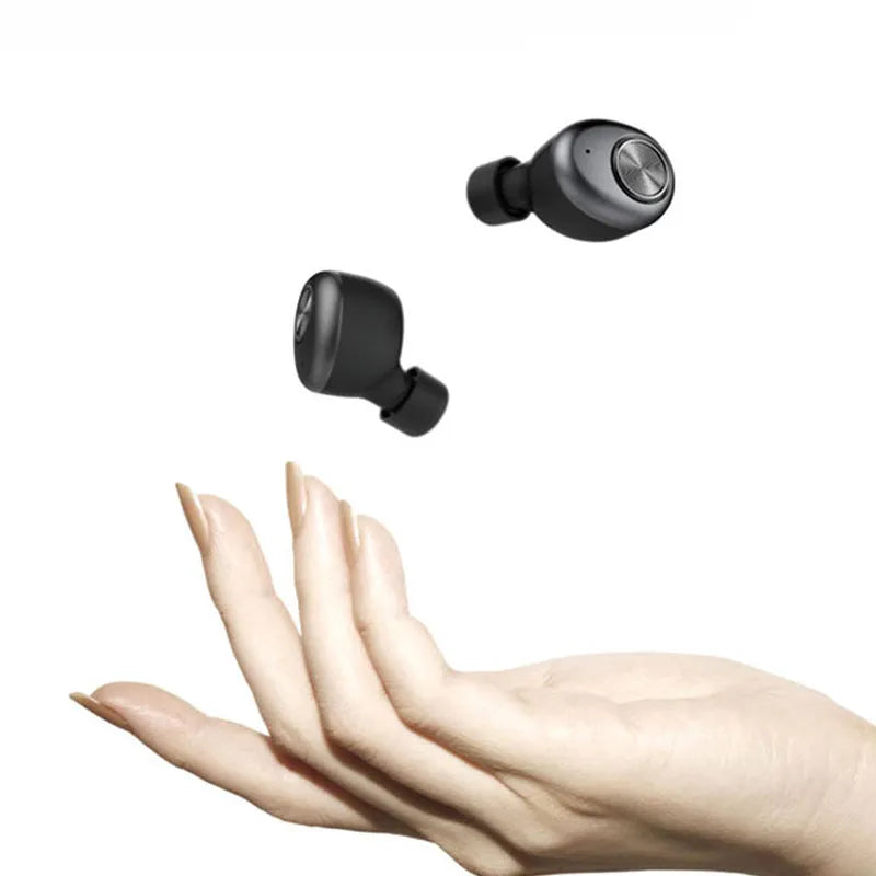 Black wireless Bluetooth headset for hands-free calling with ear hook design
