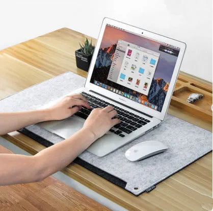 Grey felt multifunctional desk pad 33x63cm with USB hub and calculator mouse pad