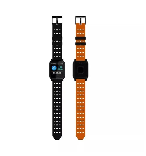 A6 smart bracelet with colour screen and black silicone strap on a wrist, showing fitness data.