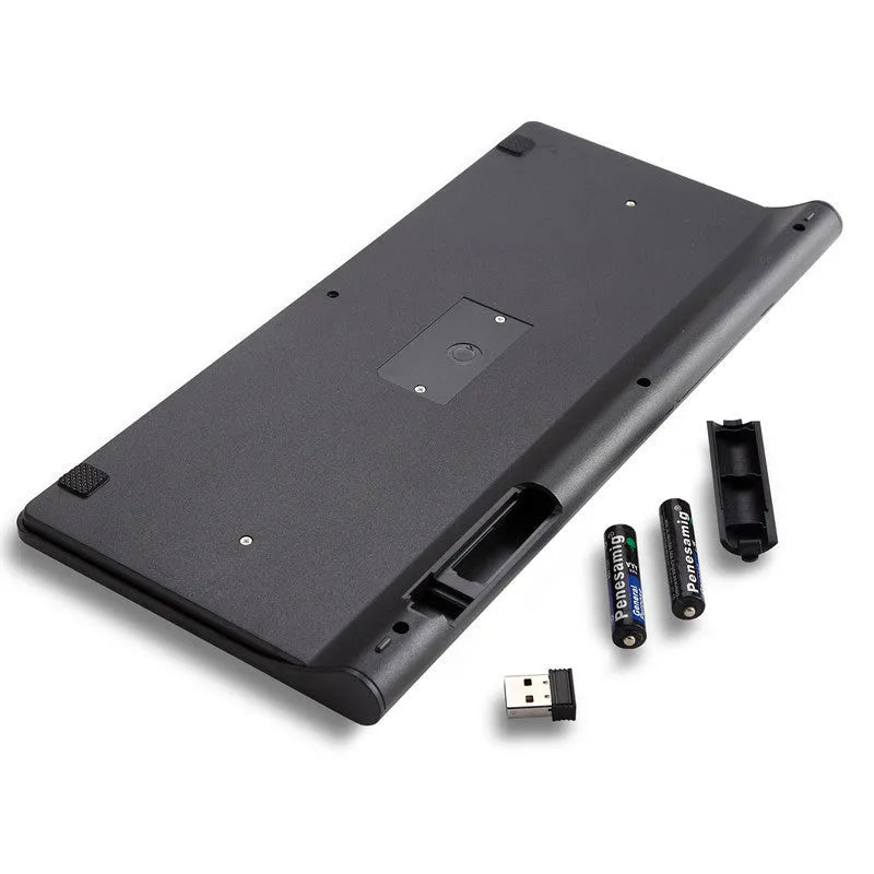 Black and white wireless keyboard and mouse set with 4G connectivity showing 10-metre range
