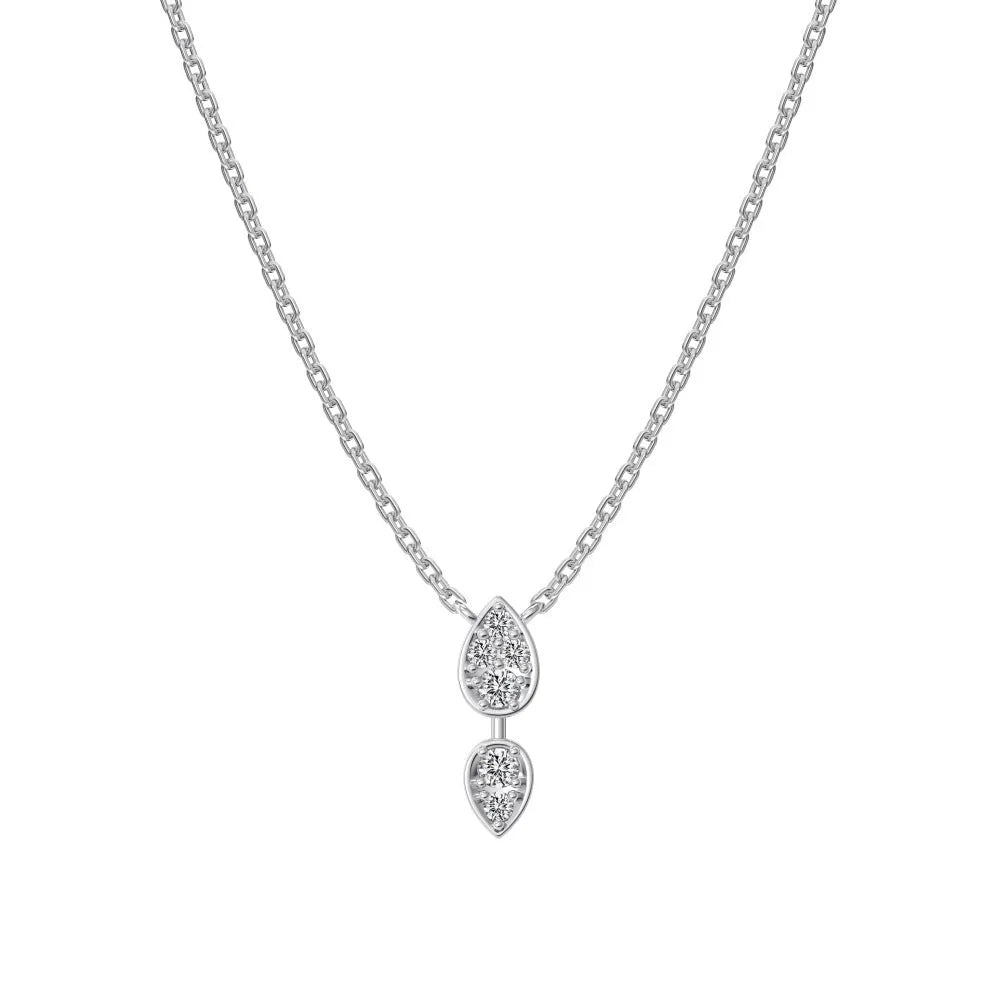 925 silver water drop necklace with round zircon and O-ring chain on display