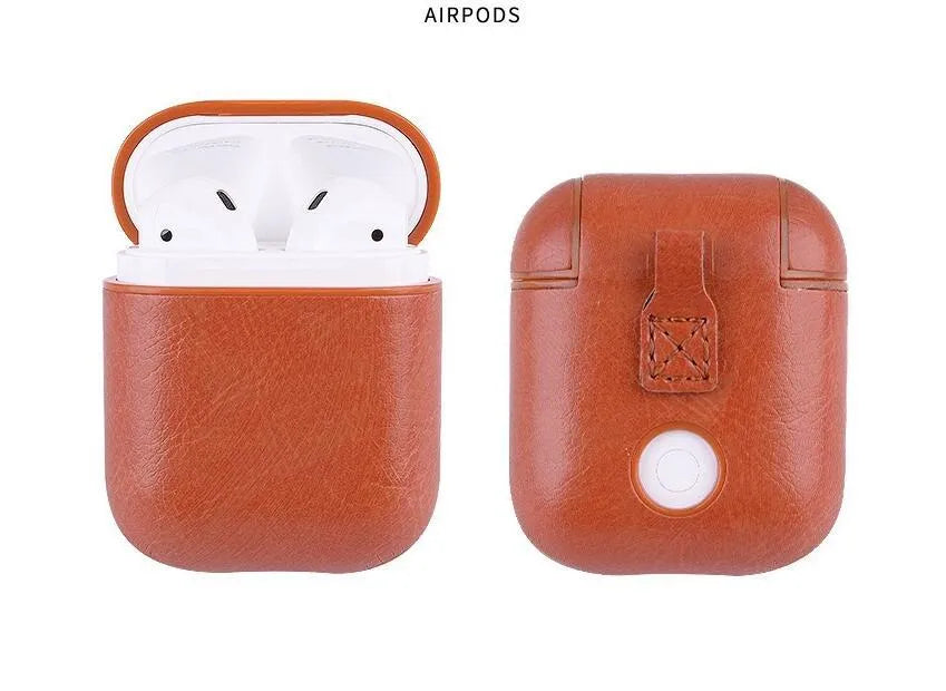 Genuine leather protective case bag for Apple Airpods earphones in multiple colours.