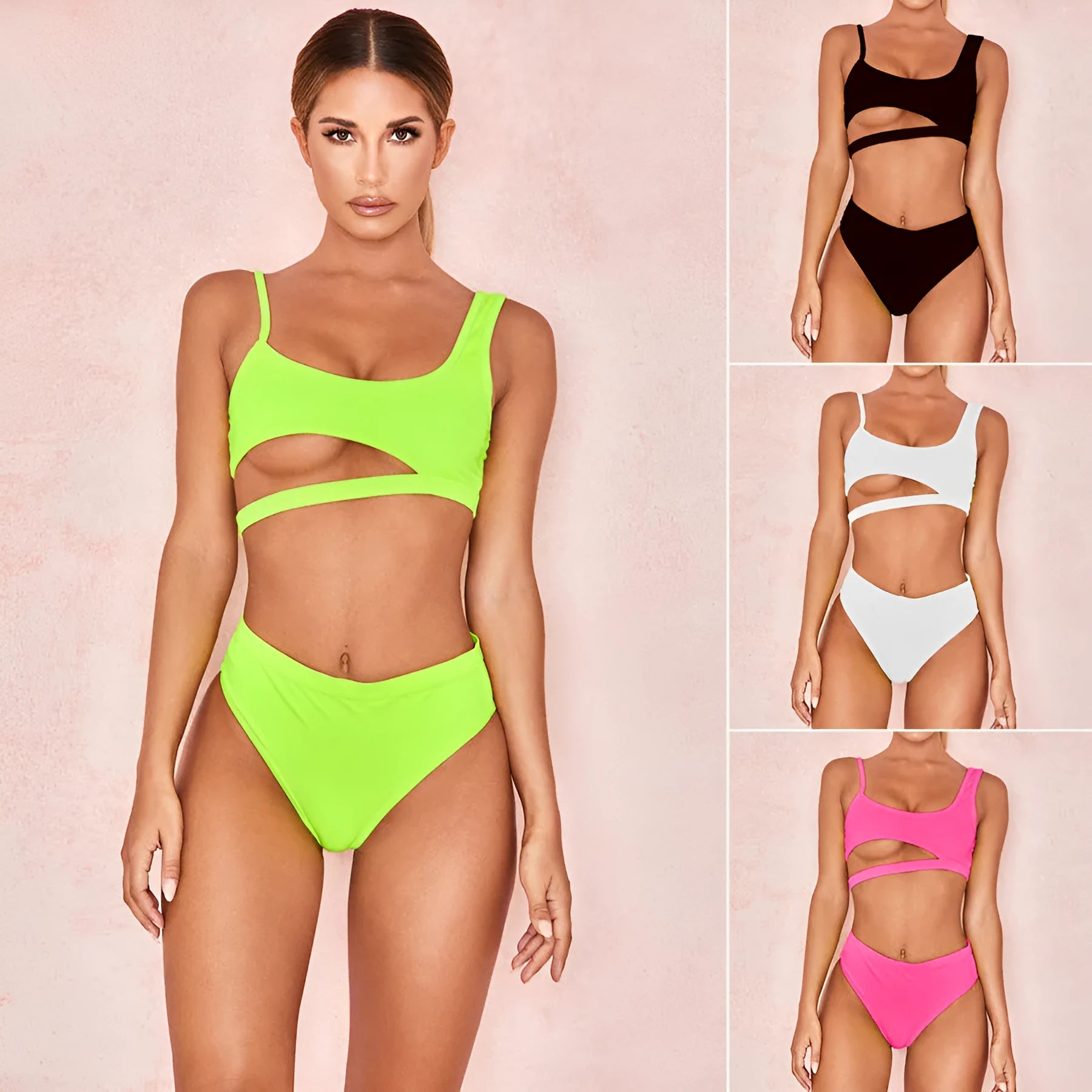 Solid colour ladies nylon swimwear with chest pad available in black