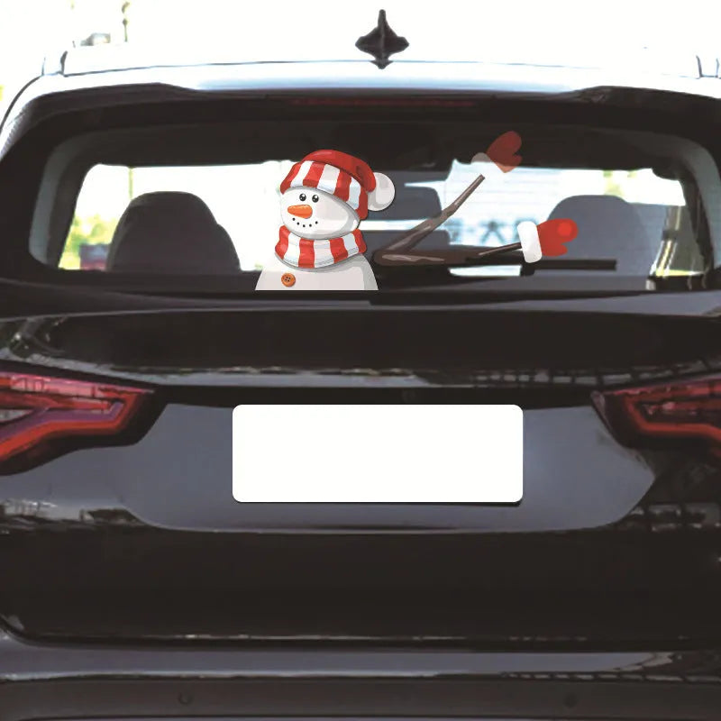 Santa Wiper Car Sticker Without Straps – reusable waterproof Christmas car decal, 20x20cm, 30g, no glue residue