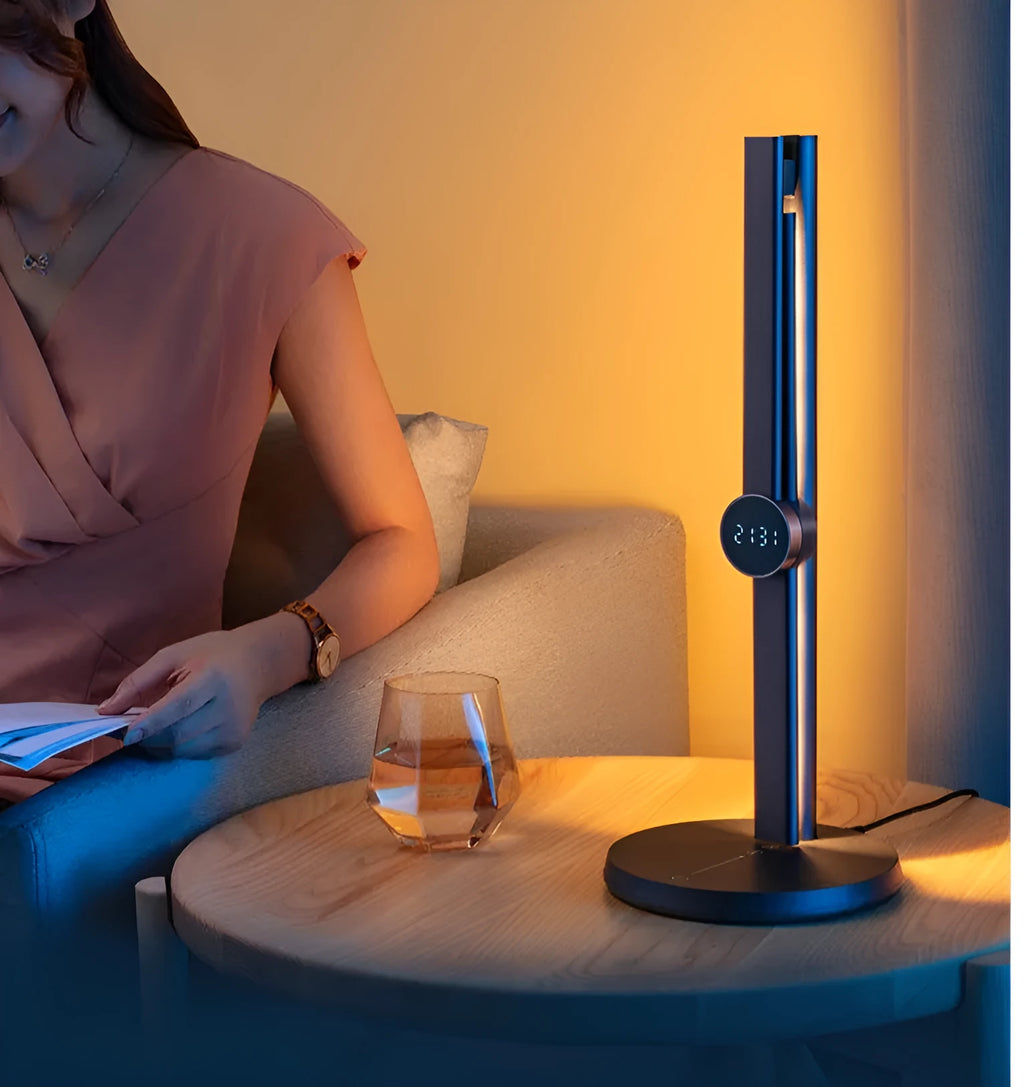 Folding alloy LED desk lamp with touch switch and stepless dimming for study or bedside use