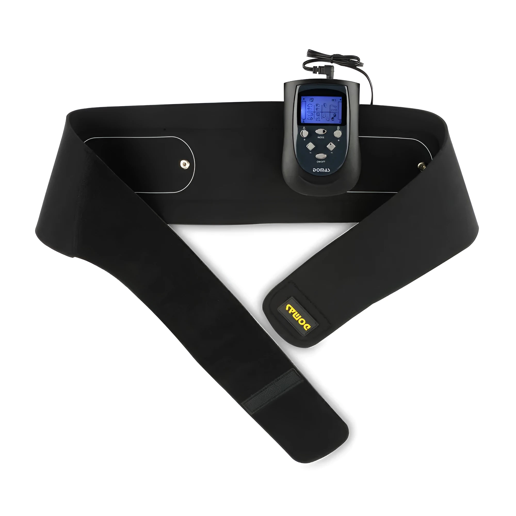Black electronic massager with mechanical controls for neck, waist, buttocks, legs, back and abdomen