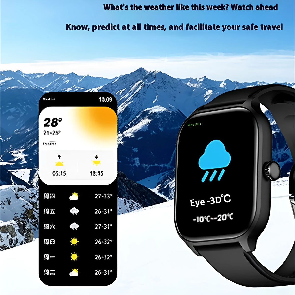 H9 smart watch with black silicone strap and 2.01in TFT screen displaying time