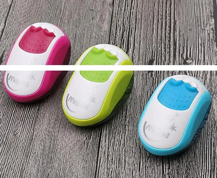 Single hole pencil sharpener with closed compartment design for standard and thick pencils