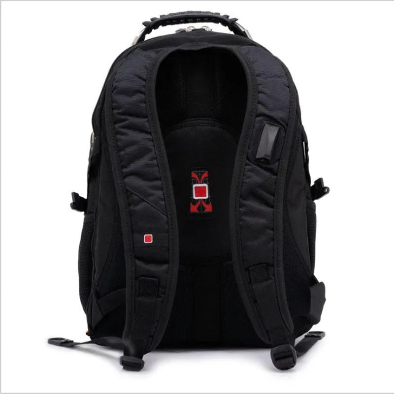 Black business computer backpack with three compartments for 12-15 inch laptops and organisation