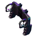 Black multi-function gamepad for PUBG Mobile with integrated phone holder and ergonomic handle design
