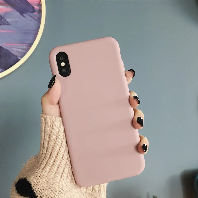 Silicone phone case for iPhone XR and XS Max shown in various colours.