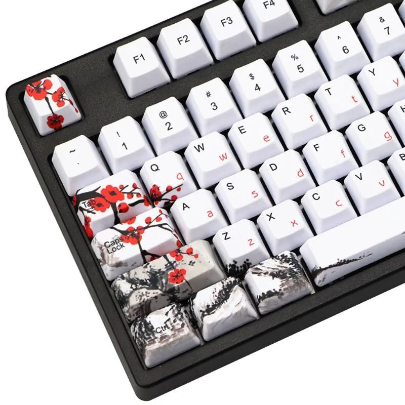 PBT Wangjiang Plum blossom design 109 key keycap set for mechanical keyboards