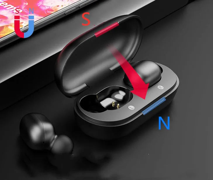 Wireless Bluetooth 5.0 binaural stereo in-ear motion waterproof earbuds in black and white