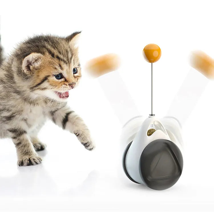 Plastic balance swing car cat toy in blue, green, pink, white and yellow, self-moving with no electric drive