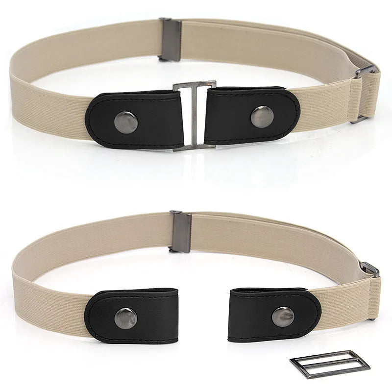 Imitation leather invisible belt with square alloy buckle and car suture detailing, 3cm width