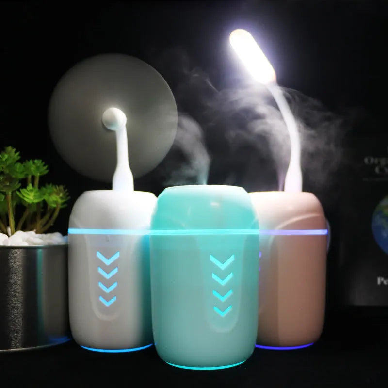 X3 portable car humidifier in blue colour with columnar design and single mist outlet