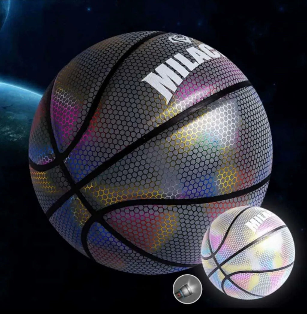 Glowing fluorescent basketball number 7 size with wear-resistant PU soft leather surface