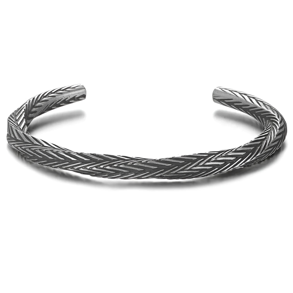 Titanium steel geometric pattern bracelet for men white colour simple flat link