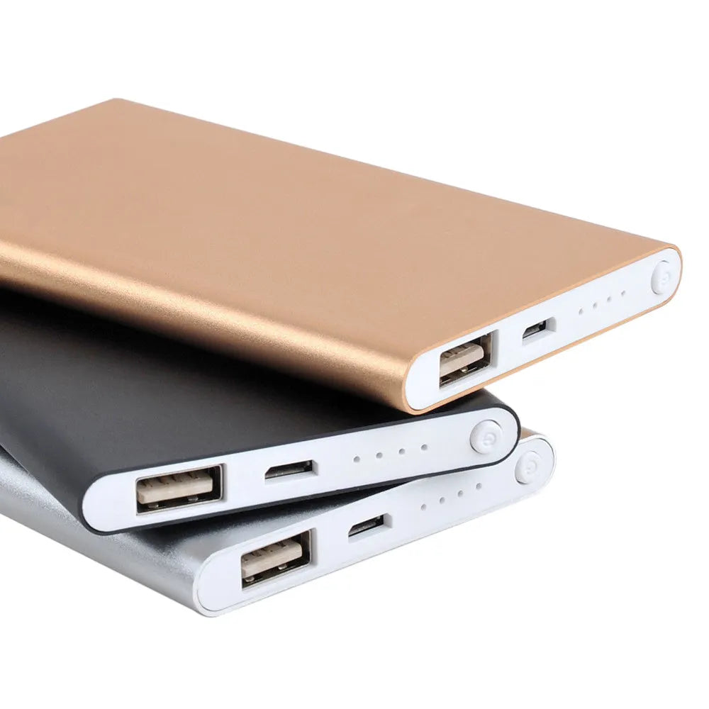 Ultra-thin mobile power bank 4500mAh actual capacity alloy shell in black
